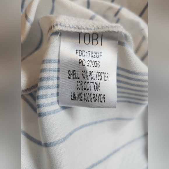 Tobi Striped V-Neck Tunic, Blue and White, Size US M - Picture 6 of 7